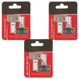 SOTL® X3 2pc Steel Utility Meter Box Key Set Universal Cross Key for Gas, Electric, Water Cabinets Durable, Multi-Function Tool for Home, Industrial, and Utility Use Landlord
