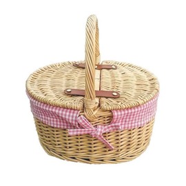 Red Hamper S023/HOME Wicker Childs Picnic Basket with Pink lining