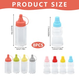 Bekecidi Mini Sauce Dispensers - Pack of 8, 30ml Portable Squeezable Condiment Containers with Screw Cap, Perfect for Ketchup, Honey, Salad Dressing on the Go Salad Dressing Bottle