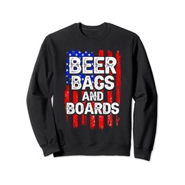Patriotic Cornhole Beer Bags And Boards USA American Flag Sweatshirt