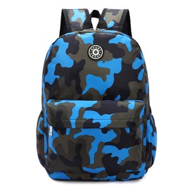 BEFUNIRISE - Mochilas escolares para niños y niñas, guardería primaria, guardería de camuflaje, bolsas escolares para preescolar primaria, Azul Camuflaje, Large, Camuflaje
