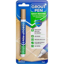 Grout Pen Beige Tile Paint Marker: Waterproof Grout Paint, Tile Grout Colorant and Sealer Pen - Beige, Narrow 5mm Tip (7mL)