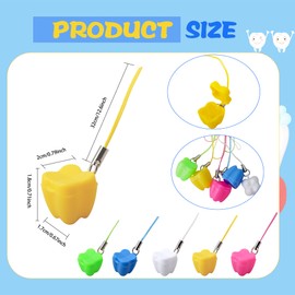 60 Pcs Plastic Tooth Savers Necklace Colorful Tooth Holders Tooth Necklaces Container for Kids Teeth Keepsake Theme Party Supplies Goodie Bag Fillers, 5 Colors