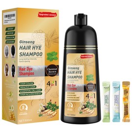 ZENITHGLO Chestnut Brown Hair Dye Shampoo 3 in 1 for Women & Men 100% Gray Hair Coverage - Herbal Ingredients Natural Plant Hair Color - Hair Dye in Minutes 17.6 Fl Oz