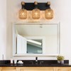 3 Light Bathroom Vanity Light Fixtures， Rustic Style Wood Bathroom