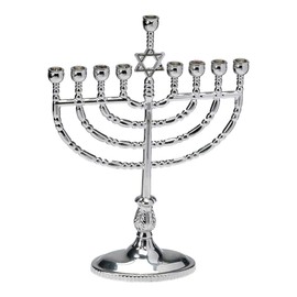 Rite Lite Hanukkah Silver Menorah - Modern & Polished Chanukah Menorah Jewish Holiday Party Favors Decorations Judaica Festival of Lights