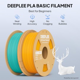 DEEPLEE PLA Basic 1.75mm 3D Printer Filament, 3D Printing Filament with Dimensional Accuracy +/- 0.02 mm, Neatly Wound, No Clogging, Best for Beginners, Fits for Most FDM 3D Printers 1KG White