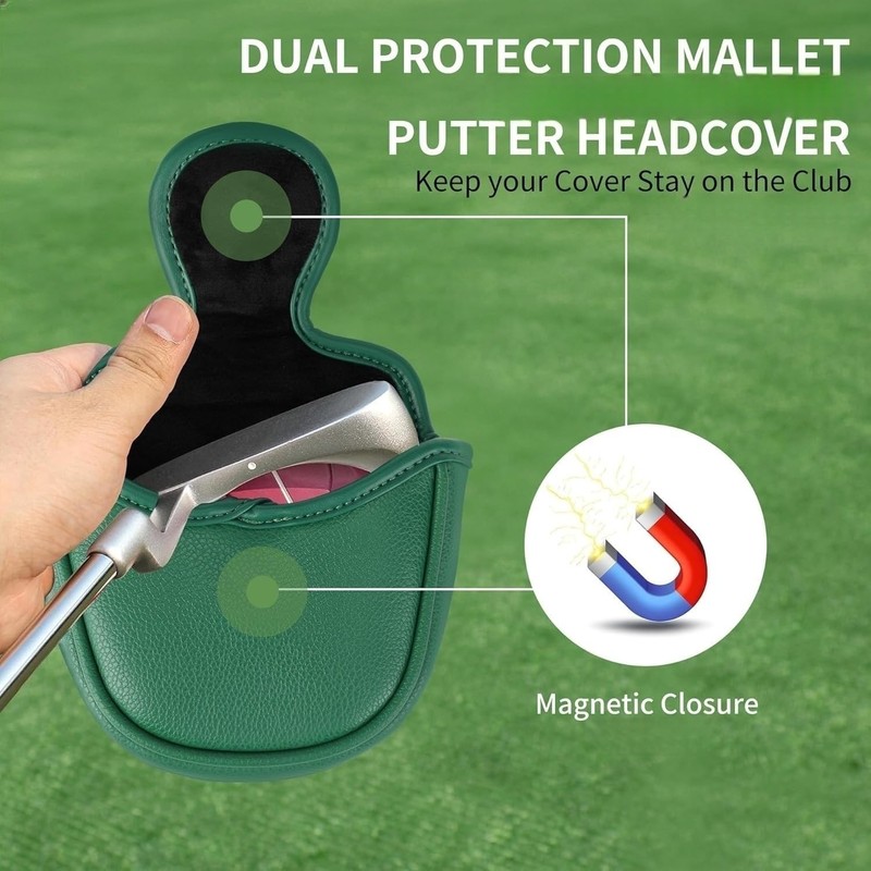 Golf Mallet Putter Cover, Pineapple Design with Sunglasses, Magnetic Closure