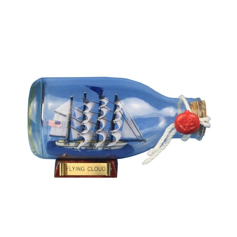 Hampton Nautical Flying Cloud Ship in a Glass Bottle, 5"