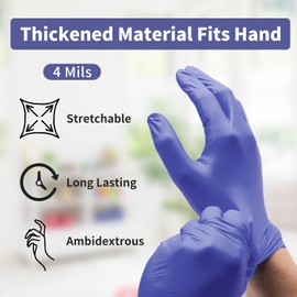 Nitrile Disposable Gloves, 100 Pcs Exam Gloves Medium, Latex-Free & Powder-Free, Cleaning Gloves Cooking Gloves Disposable Food Safe, 4-mil, Purple