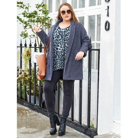 LARACE Leopard Print Plus Size Tops for Women 3/4 Sleeve Animal Shirts Irregular V Neck Tunic Flowy Blouse for Leggings(A-Leopard11 2X)