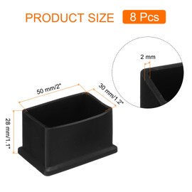 sourcing map 8pcs Rectangle Chair Leg Caps PVC Chair Leg Floor Protectors Non-Slip Chair Feet Covers for Hardwood Floors Furniture Protectors, Black, 30 x 50mm