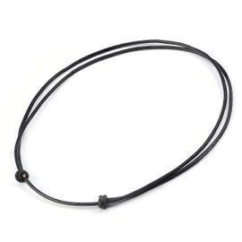 POTESSA Black Leather Cord Choker Necklace Double Knotted Adjustable Necklace Minimalist Jewelry for Women Men Unisex