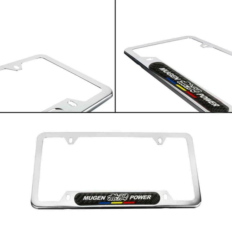 Mugen X1 Mugen Chrome Stainless Steel License Plate Frame Carbon