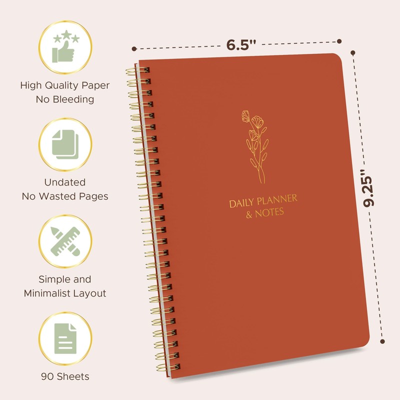 Simple Daily Planner Undated & To Do List Notebook for