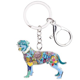 DOWAY Enamel Rottweiler Dog Keychain Keyring Bag and Belt Loop Accessory for Kids Adults Party Jewelry Gifts (Blue)
