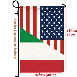 Italy USA Friendship Garden Flag,12x18 in Heavy Duty Italian America US Outdoor Banner for Patio Yard with Double Side
