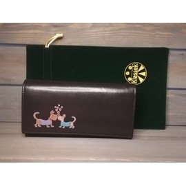 Klassek Dogs in Love Womans Brown Purse Brand Image on Real Animal Leather Dog Lovers Accessory Gift