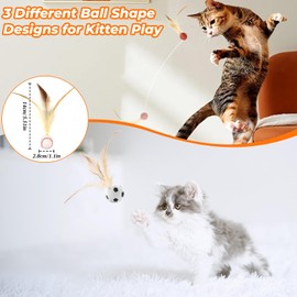 KIPTVO 3pcs Feather Ball Cat Toy, Interactive, Kitten for Indoor Cats, Interactive Feather for Indoor, Entertainment Bouncy, for Dog Pet Gift