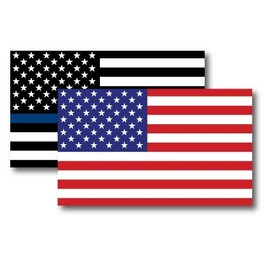 Magnet Me Up Thin Blue Line and American Flag Magnet Decal, 3x5 Inches, 2 Pack, Red, White, Blue, Heavy Duty Automotive Magnet for Car Truck SUV