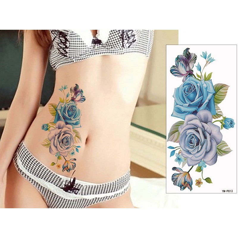 The Fantasy ymp6007 Tattoo Sticker, Rose, Flower, Lotus, Regular Size,
