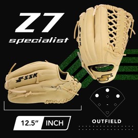 SSK Z7 Specialist Infield Baseball Glove – 11.25” - 11.5” - 11.75” - 12” – 12.25” – Right & Left Hand Throw (Camel - Modified Trapeze, 12" - Right Hand Throw)