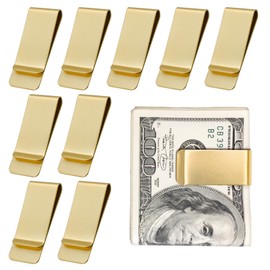 Philbinden 10Pcs Stainless Steel Money Clip Silver Slim Cash Clip for Men, Metal Money Clips Minimalist Pocket Cash Wallet (Gold)