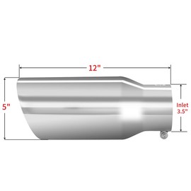 Exhaust tip - 3.5'' Inlet Bolt on Design - Stainless Steel Car Muffler Tips 3.5" ID x 5"OD x 12"L