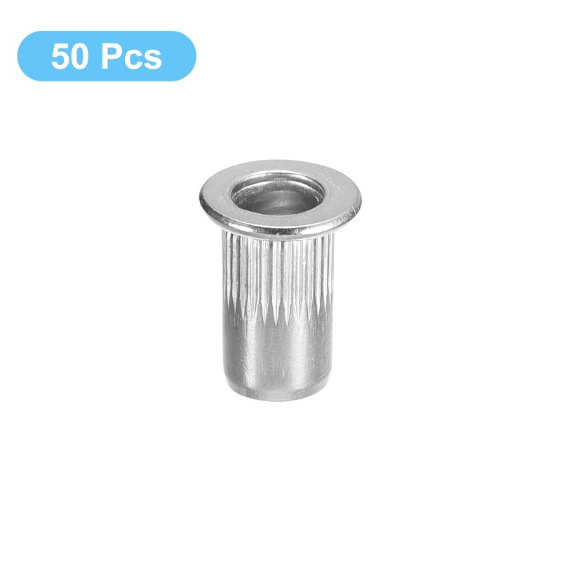 sourcing map #8-32 Rivet Nuts, 50pcs 304 Stainless Steel Knurled