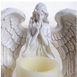 KiaoTime 9" Praying Angel Figurine with Flameless LED Candle - Decorative Home Wedding & Church Angel Statue