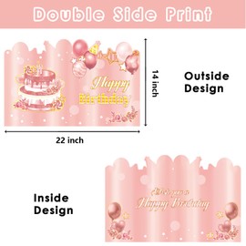 HOMANGA Giant Birthday Card, Jumbo happy Birthday Card for Women Girls Kids, Large Birthday Guest Book with Envelope, Pink Rose Gold Big Birthday Card 35x55cm