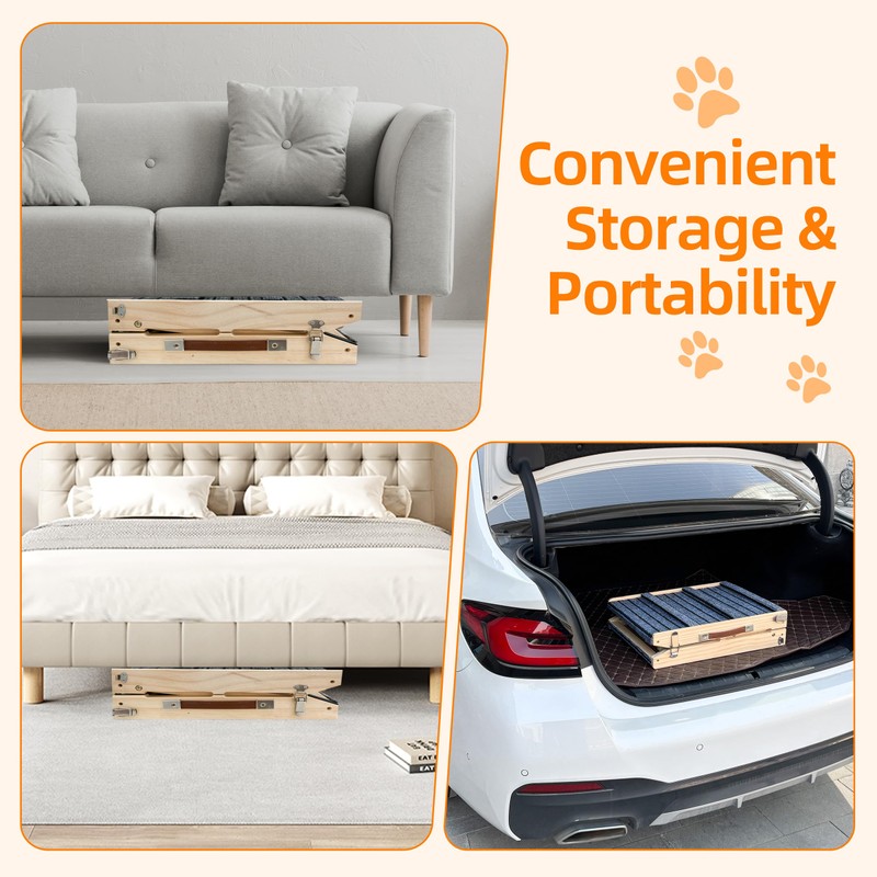 Dog Ramp for Bed-Non-Slip - Extra Wide Pet Ramp for