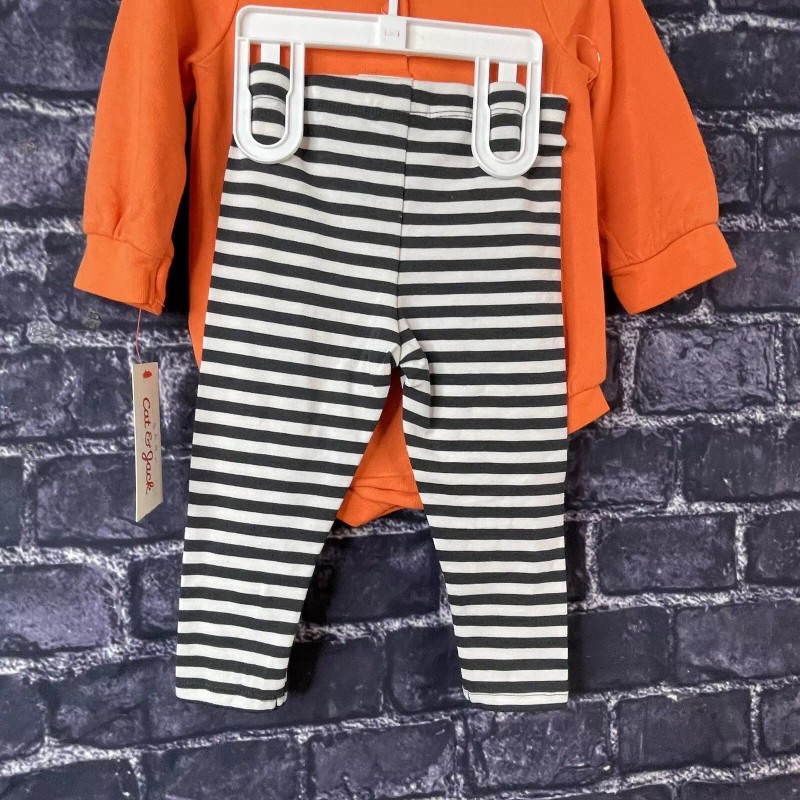 Cat & Jack 6-9 Months Pumpkin Romper Top & Striped