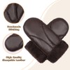 MGGMOKAY Women Leather Mittens Shearling Sheepskin Fur Lined Winter Mitten