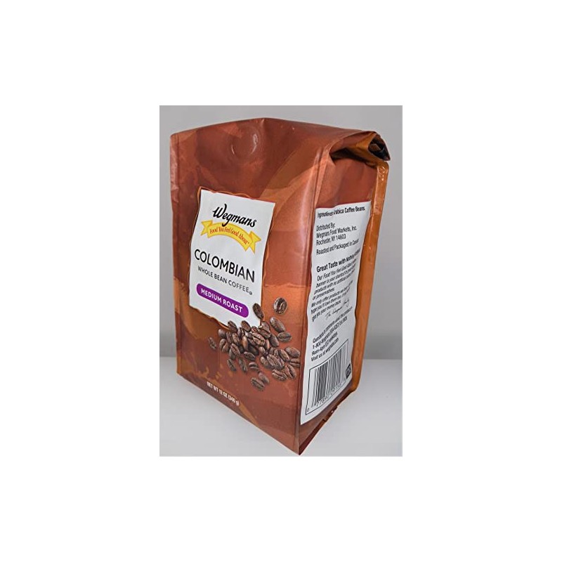 Wegman's Whole Bean Coffee "Columbian" 12oz Bag Medium Roast