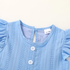 Happy Town Toddler Baby Girl Casual Dresses Summer Sundress Ruffle Button Down Solid Girl's Boho Dress Spring Outfits(2-3T,Deep Blue)