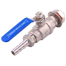 DERNORD 1/2 Inch Stainless Steel Ball Valve Weldless Bulkhead For Home Brew Kettle (1/2 NPT to 1/2 Barb Hose)