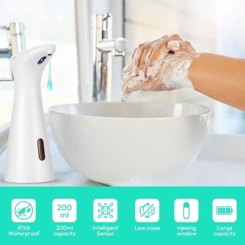 White Automatic Soap Dispenser, 200 ml, Electric Soap Dispenser, No
