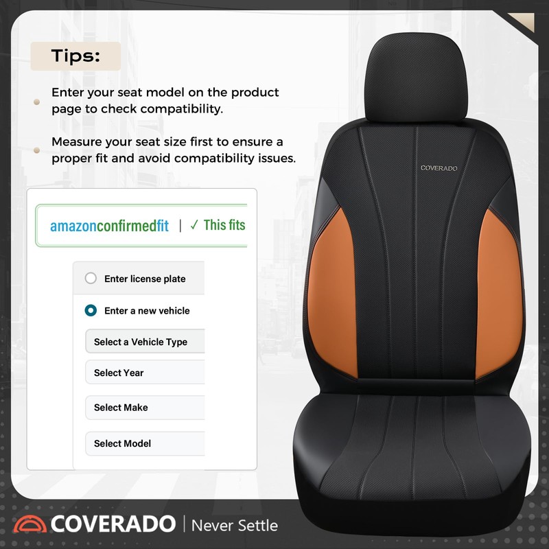 Coverado Car Seat Covers, Luxury Front Seat Covers, Leather Car