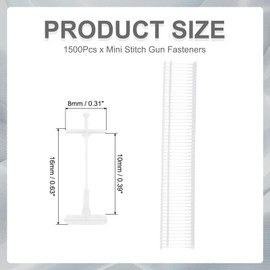 uxcell 1500Pcs Mini Stitch Gun Fasteners, 10mm/0.39" Micro Fasteners Stitch Gun Refill Quick Clothing Fixer for Clothing Fine Stitch Tag Gun, White