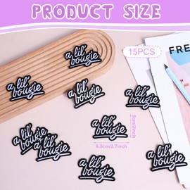 Mabor A Lil' Bougie Iron on Patches, 15Pcs Black and White Letter Iron on Patches Funny Embroidered Sew on Patches for Clothes Jeans Jackets Bags Hat Patches for Men Women