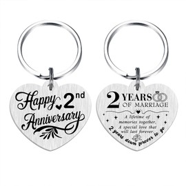 Tangvo 2 Years Anniversary Keychain - Happy 2nd Wedding Anniversary Presents Gifts
