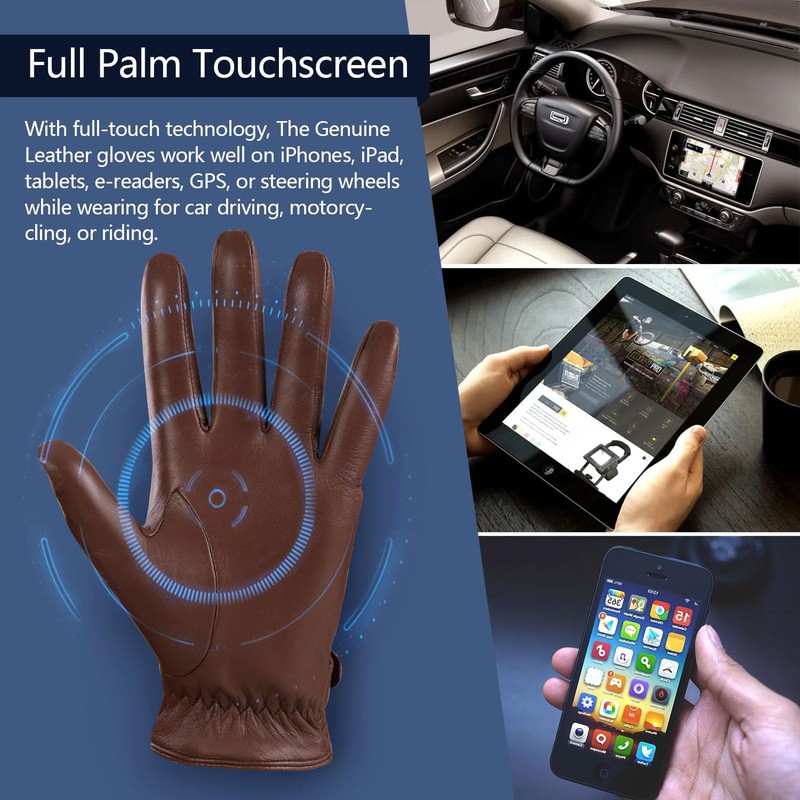 GSG SINCE 1998 Mens Luxury Sheepskin Leather Gloves with Cashmere