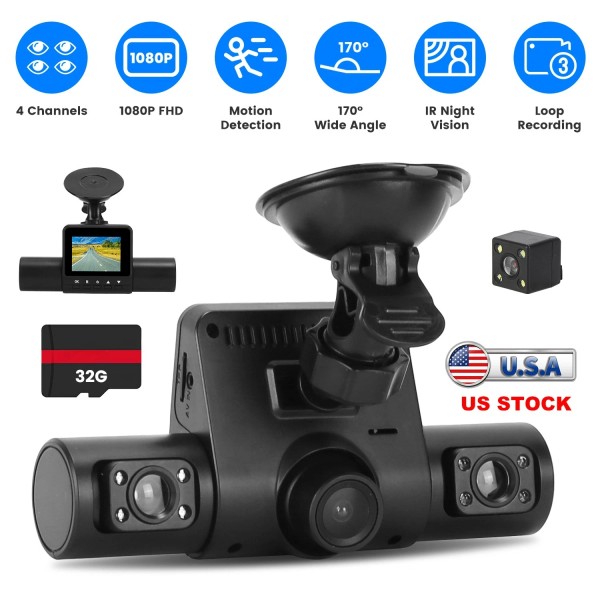 iMounTEK 1080P HD Car Dash Cam DVR Front Inside Rear
