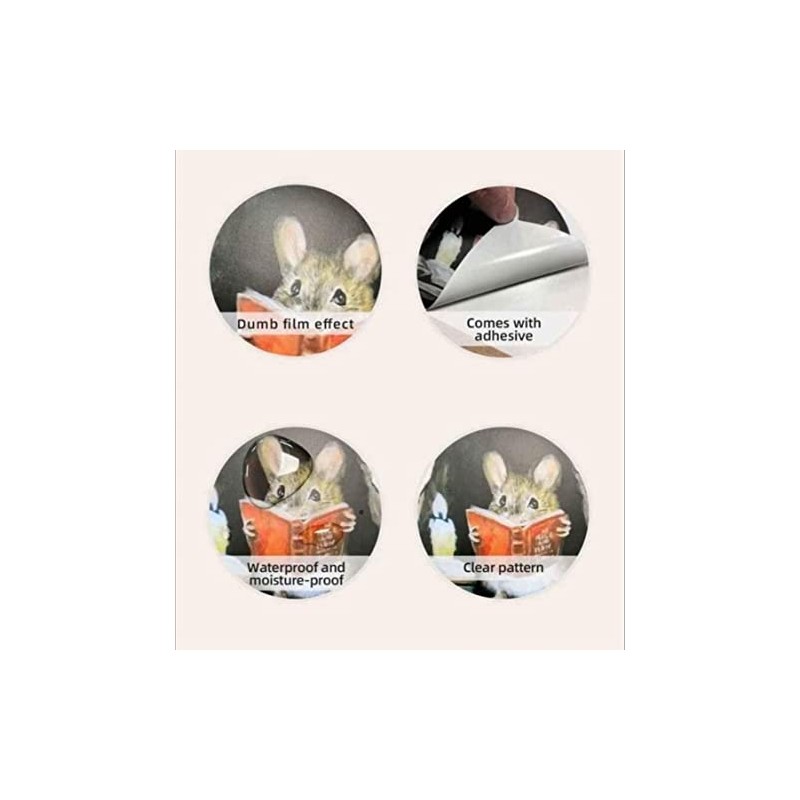 2 Stickers Mouse Reading Book in Wall 3D Sticker Decal