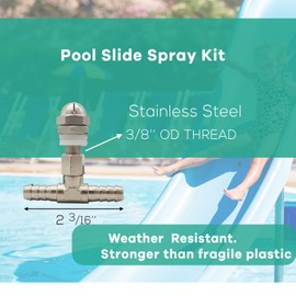 Pool Slide Spray Kit, Pool Slide Water Tubing Kit, Durable Stainless Steel Pool Spray Nozzles with Hose Adaptor, Leak-free Copper Fittings and Easy Install Water Slide Spray kit.