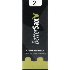 BetterSax Tenor Saxophone Jazz Cut Reeds - Strength 2.0 Pack of 5 for Superior Sound Quality, Perfect for Professional Jazz Performances, Practice Sessions, and Student Use