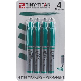 Tiny-Titan Mini Markers, Mini Markers, Keychain Clip, Golf Ball Marker, Clip On Nurse's Badge - Mini Markers - GREEN Ink - Fine Point - 4 Pens Per Pack