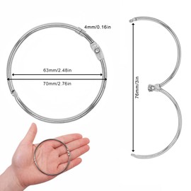 Coideal Large Metal Binder Rings - 20 Pack 2.5 Inch Silver Leaf Loose Flash Card Book Binding Rings, Big Circle Keyring Hoop