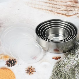 Set of 5 Salad Bowls with Lid, Stainless Steel Bowl with Lid, 280 ml, 450 ml, 730 ml, 1080 ml, 1580 ml, Metal Bowl, Large Bowl Set with Lid, Stainless Steel Bowl, Salad Bowl Set, Stackable